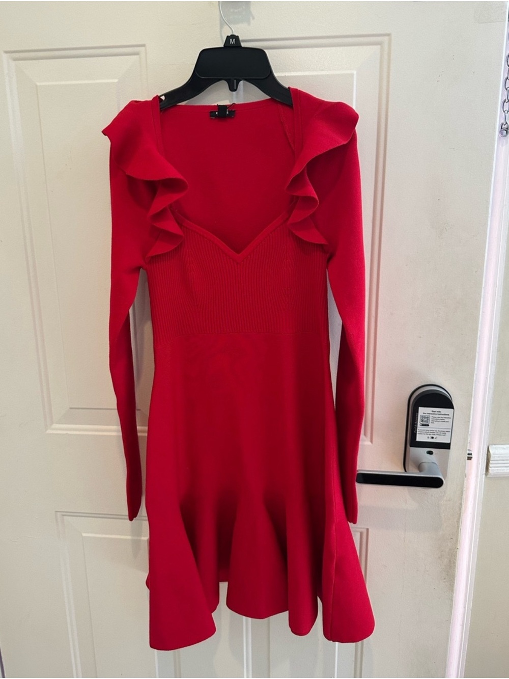Express Red Ruffle-Shoulder Mini Dress